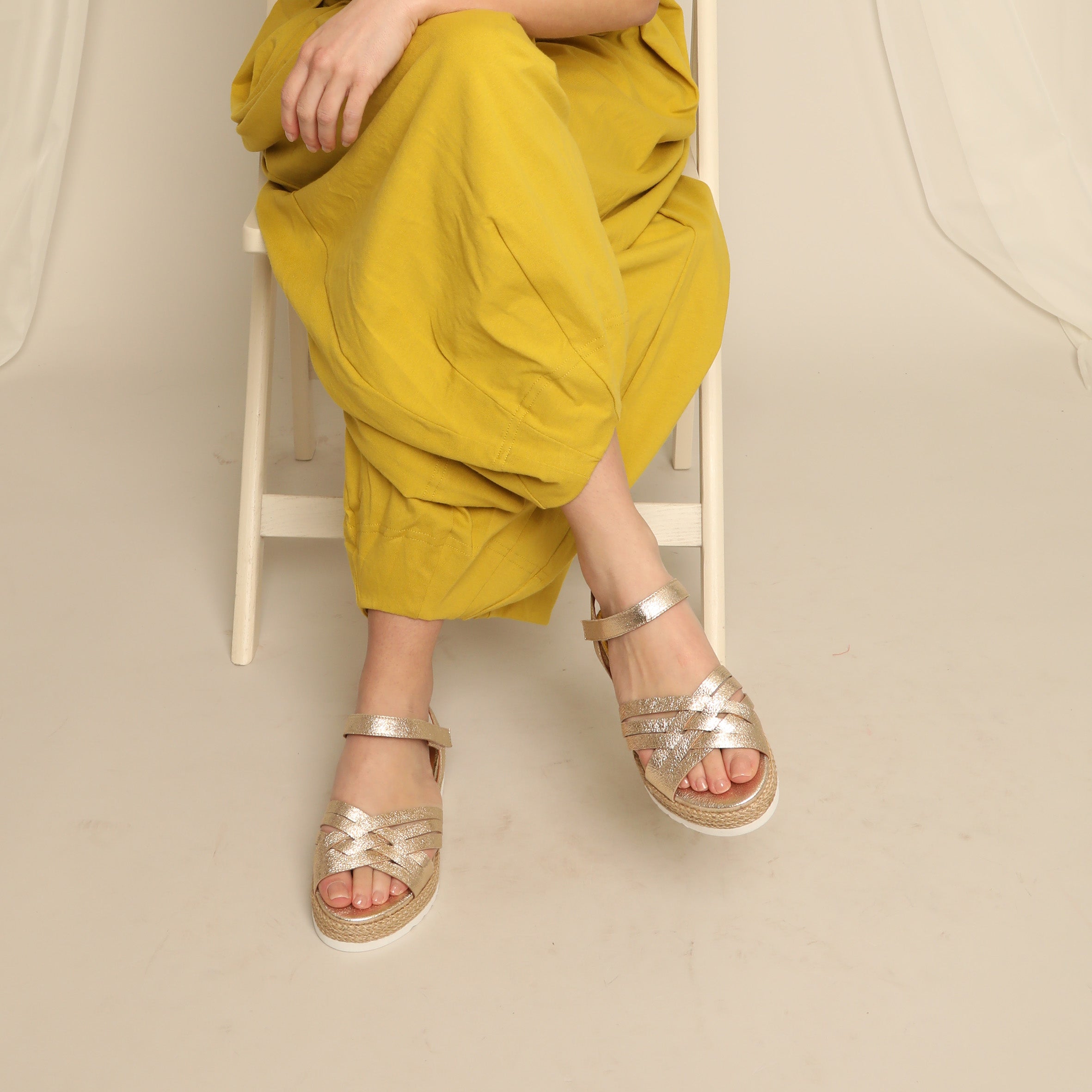 Ursula Champagne Flat Sandal by Esska