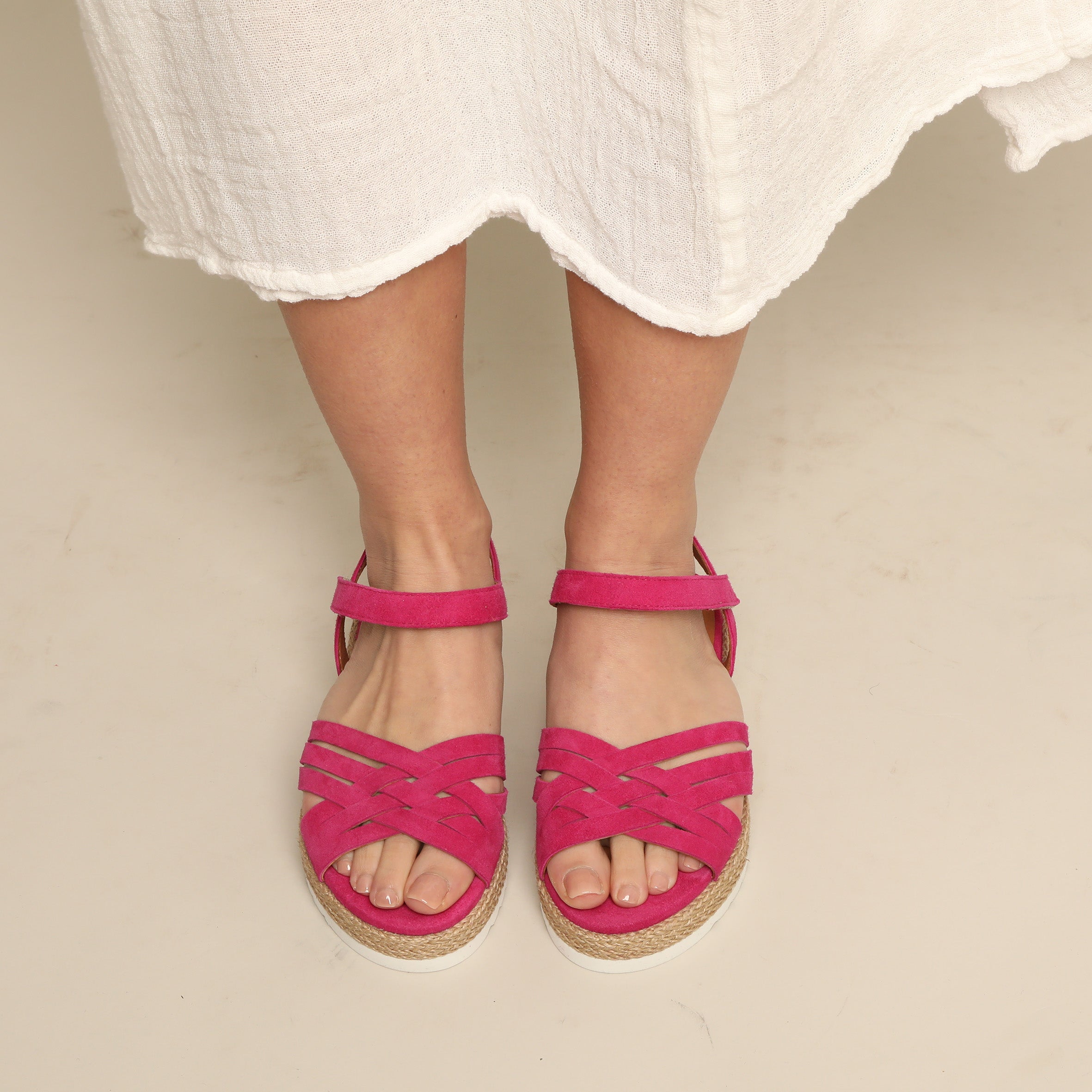 Ursula Fuchsia Flat Sandal by Esska