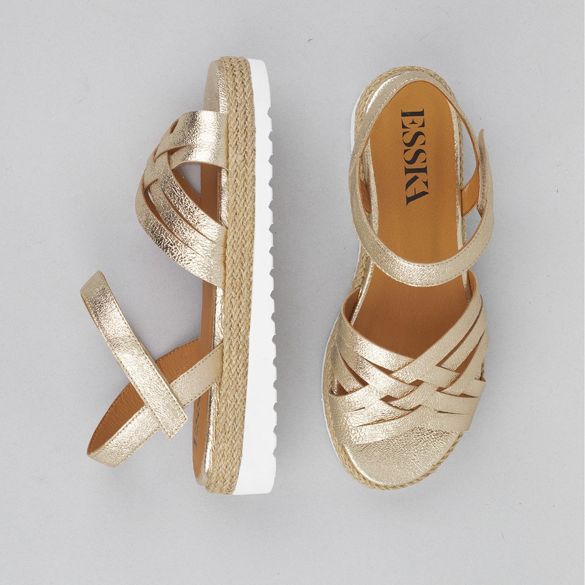 Ursula Champagne Flat Sandal by Esska