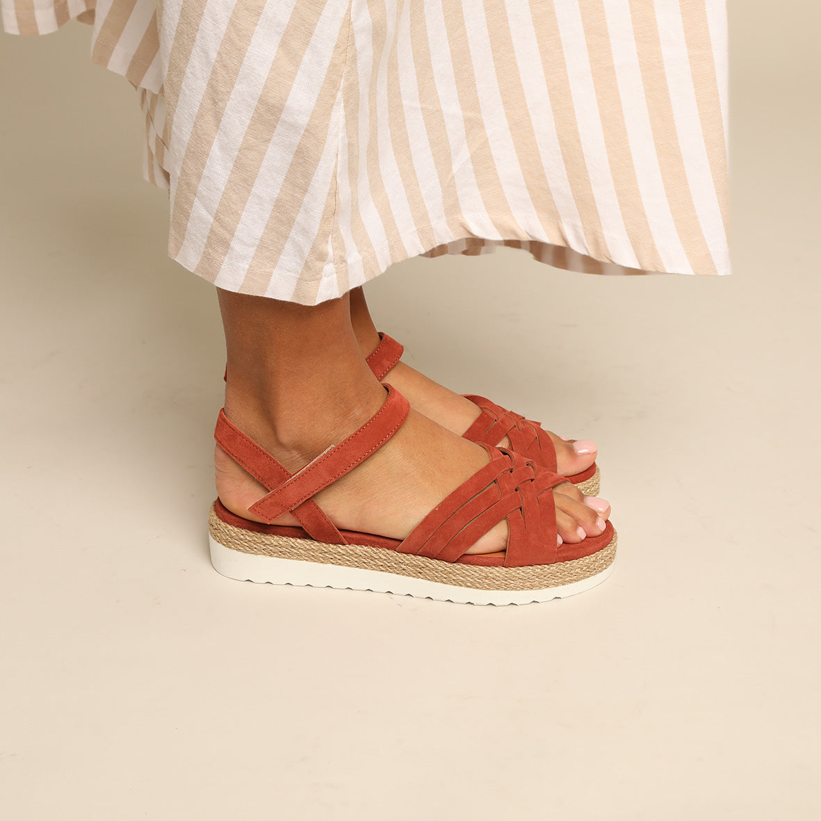 Ursula Rust Flat Sandal by Esska