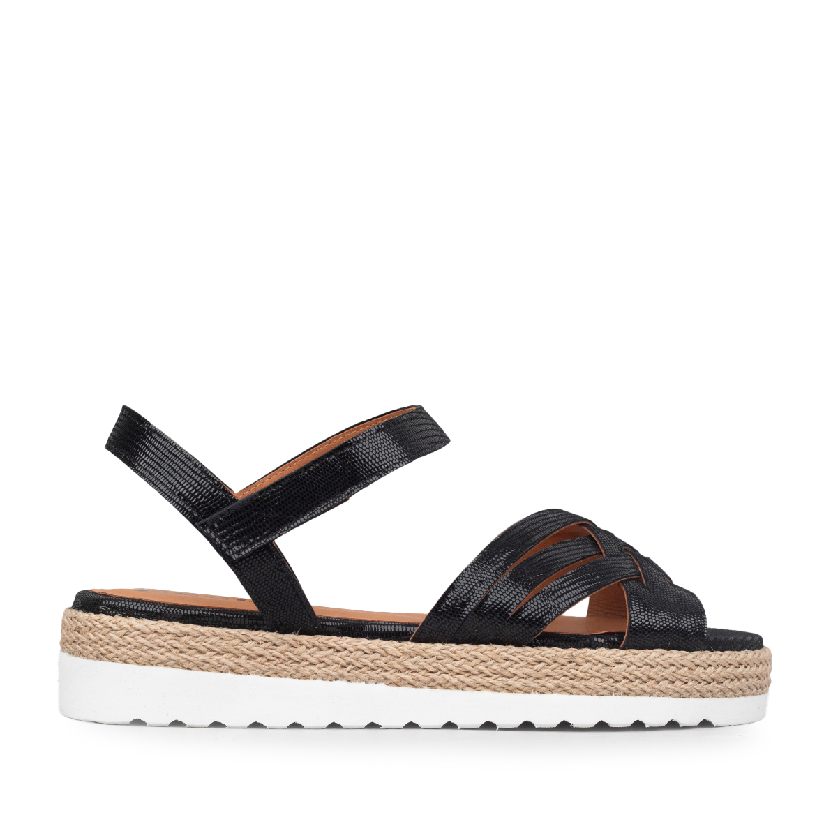 Ursula Metallic Black Flat Sandal by Esska