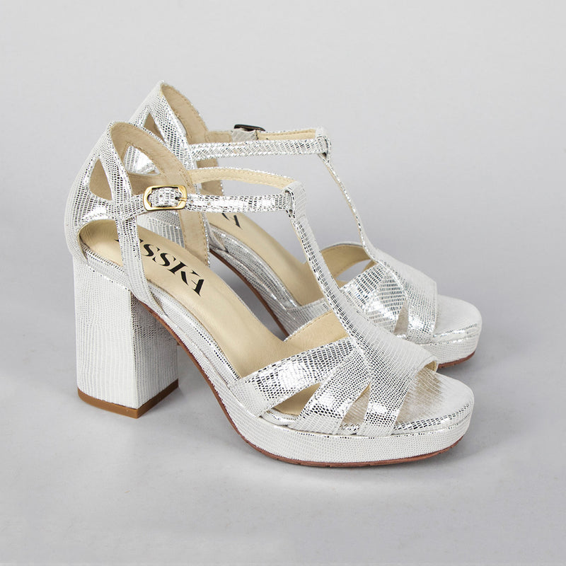 Valerie Platinum Heeled Sandals