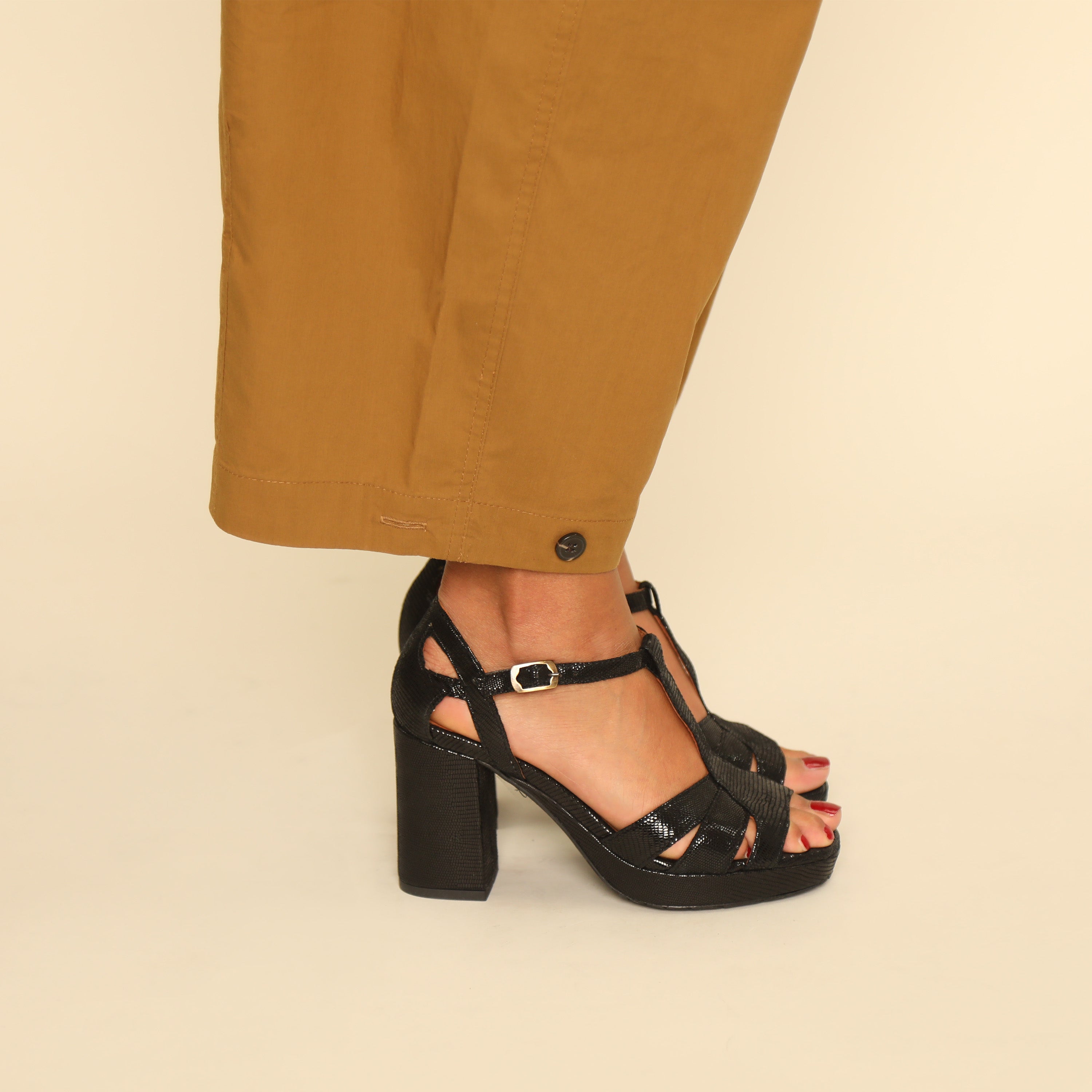 Valerie Metallic Black High Sandal by Esska
