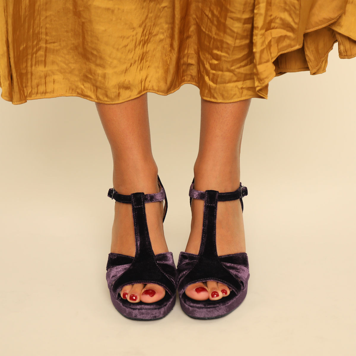 Valerie Velvet Plum AW High Sandal by Esska
