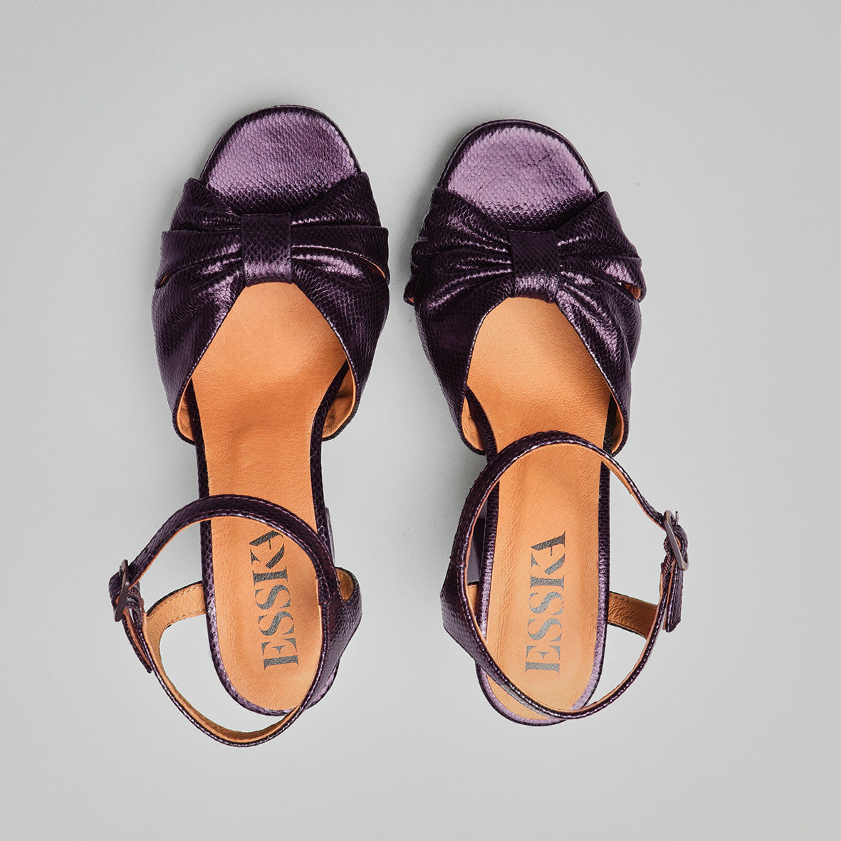 Vanya Metallic Purple High Sandal by Esska Shoes Ltd