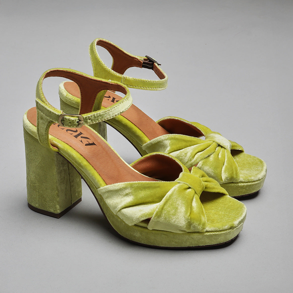 Vanya Velvet Lime High Sandal by Esska Shoes Ltd