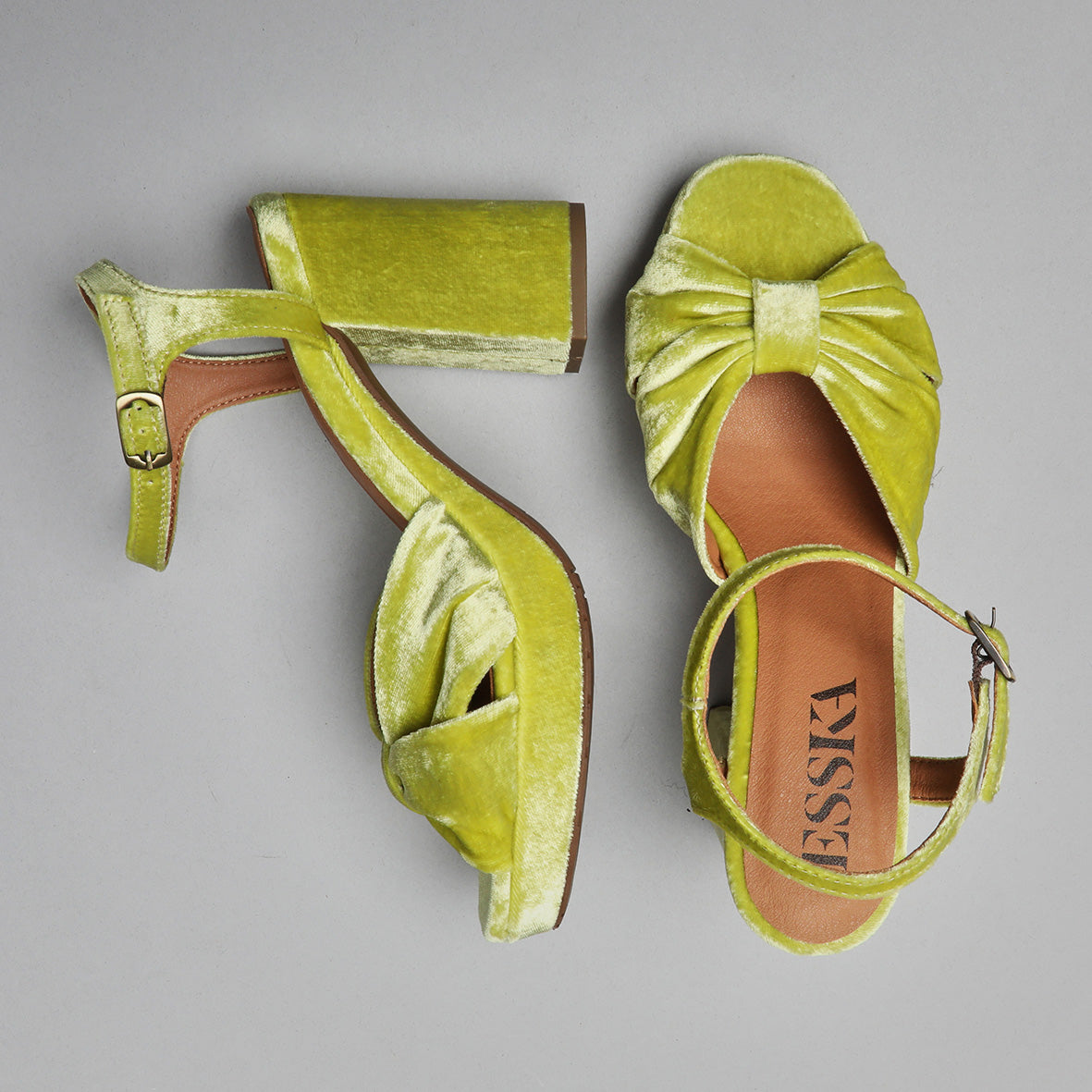 Vanya Velvet Lime High Sandal by Esska Shoes Ltd