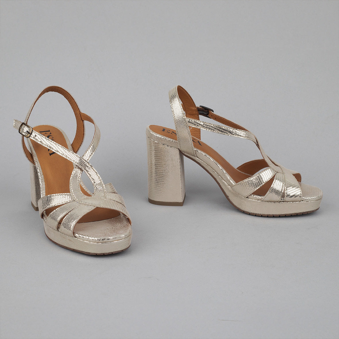 Veda Platinum High Sandal by Esska