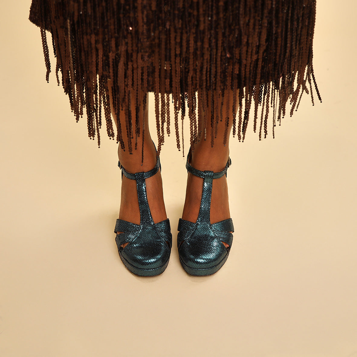 Venice Metallic Teal High Shoe by Esska