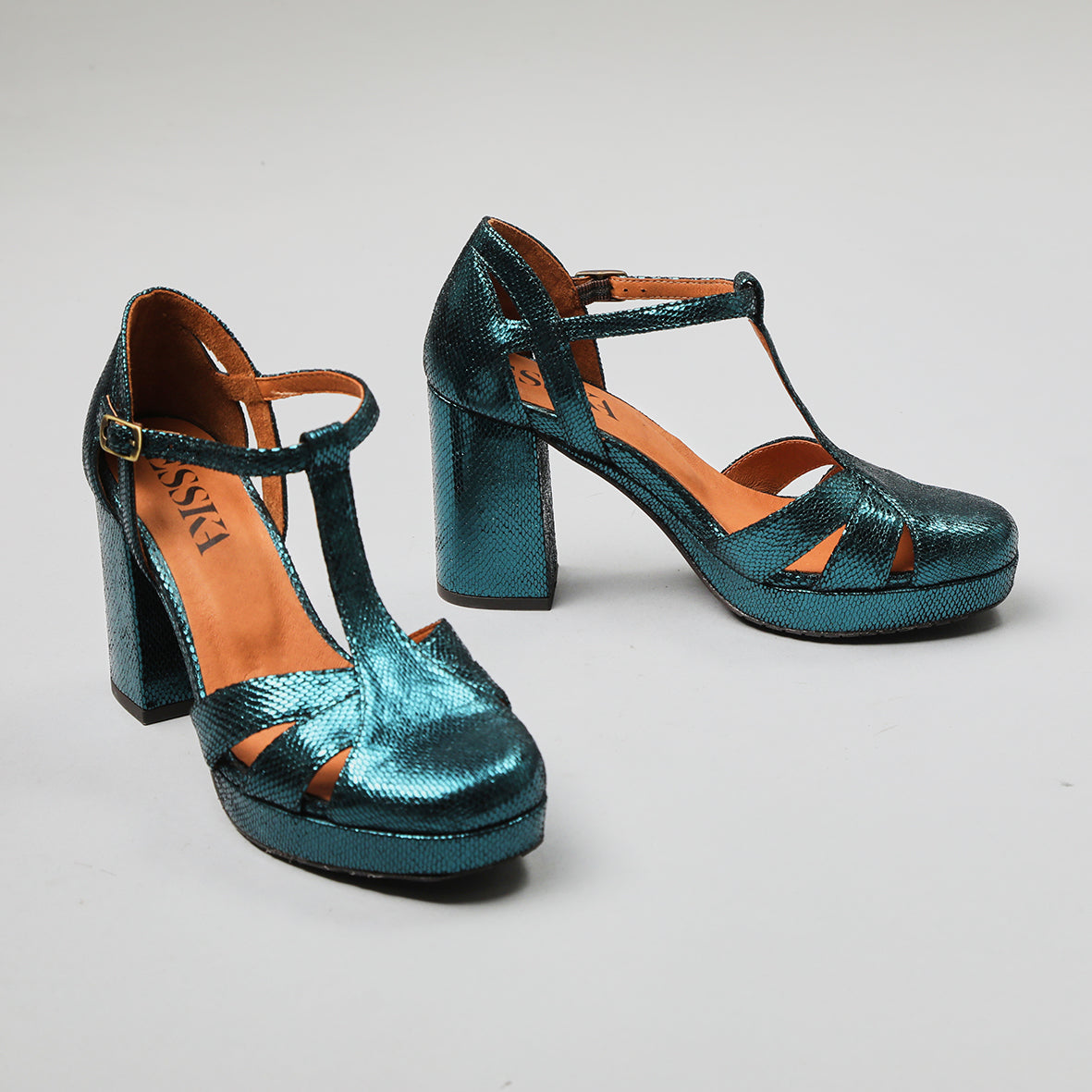 Venice Metallic Teal High Shoe by Esska