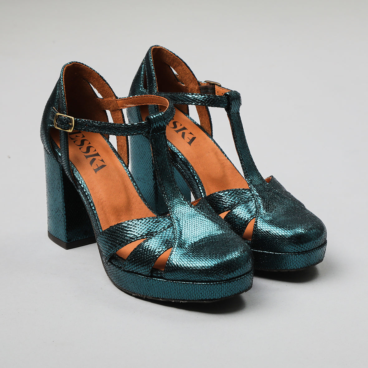Venice Metallic Teal High Shoe by Esska