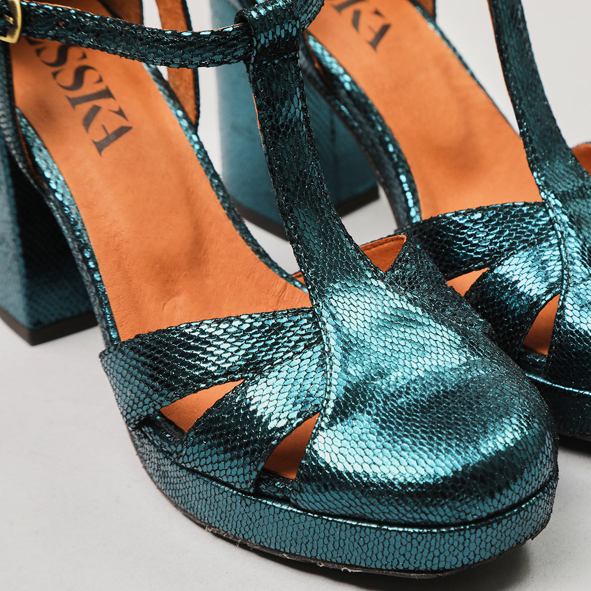 Venice Metallic Teal High Shoe by Esska