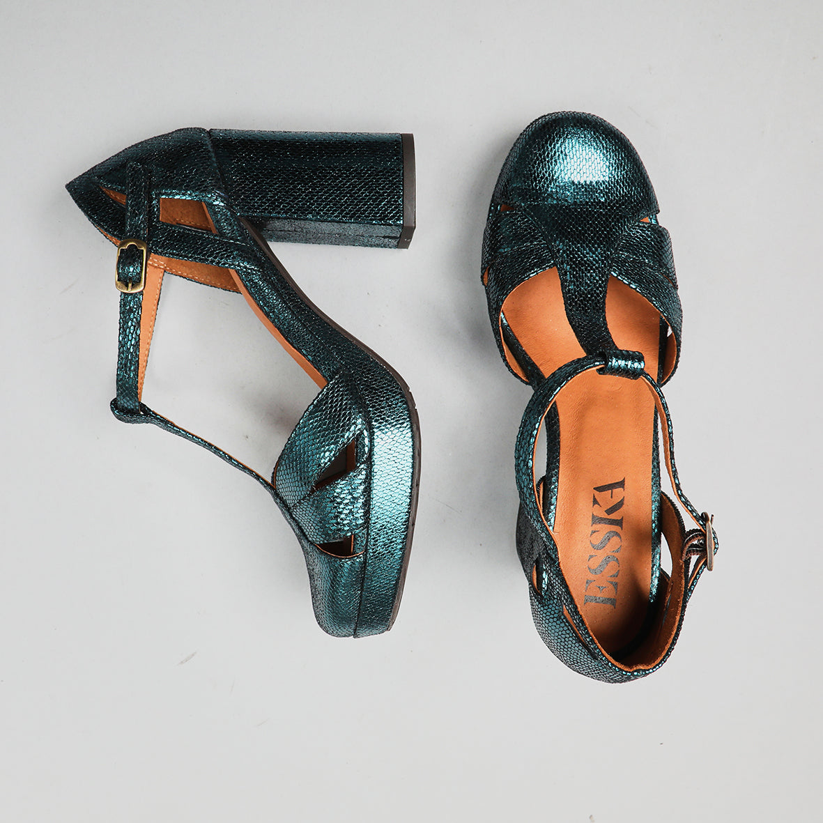 Venice Metallic Teal High Shoe by Esska