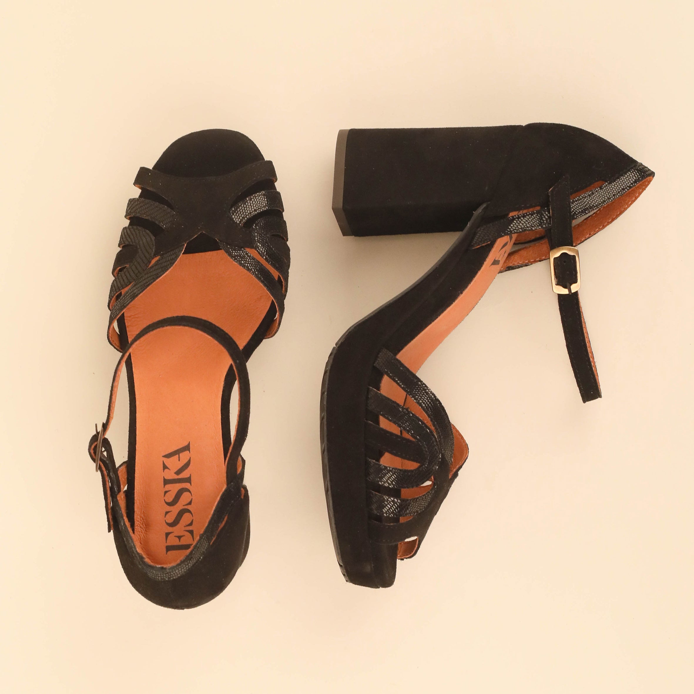 Venti Black High Sandal by Esska