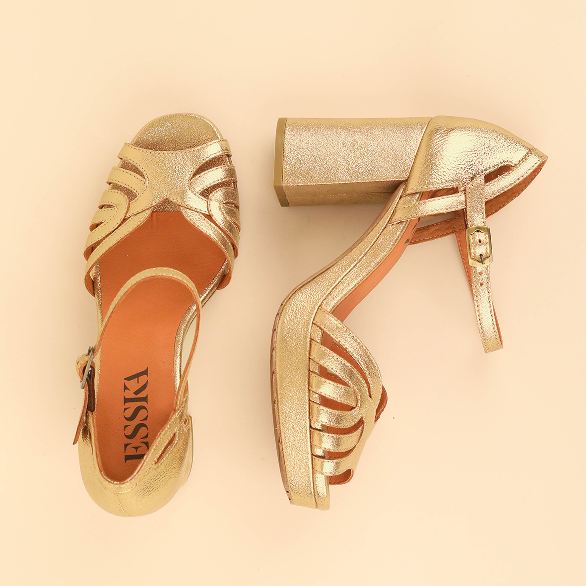 Venti Gold Dust High Sandal by Esska