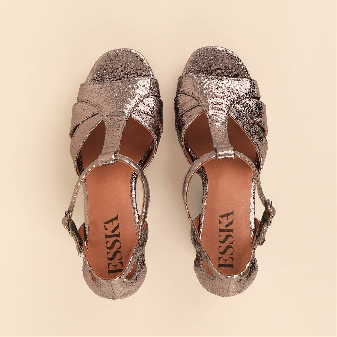 Victoria Vegan Metallic Steel High Sandal by Esska