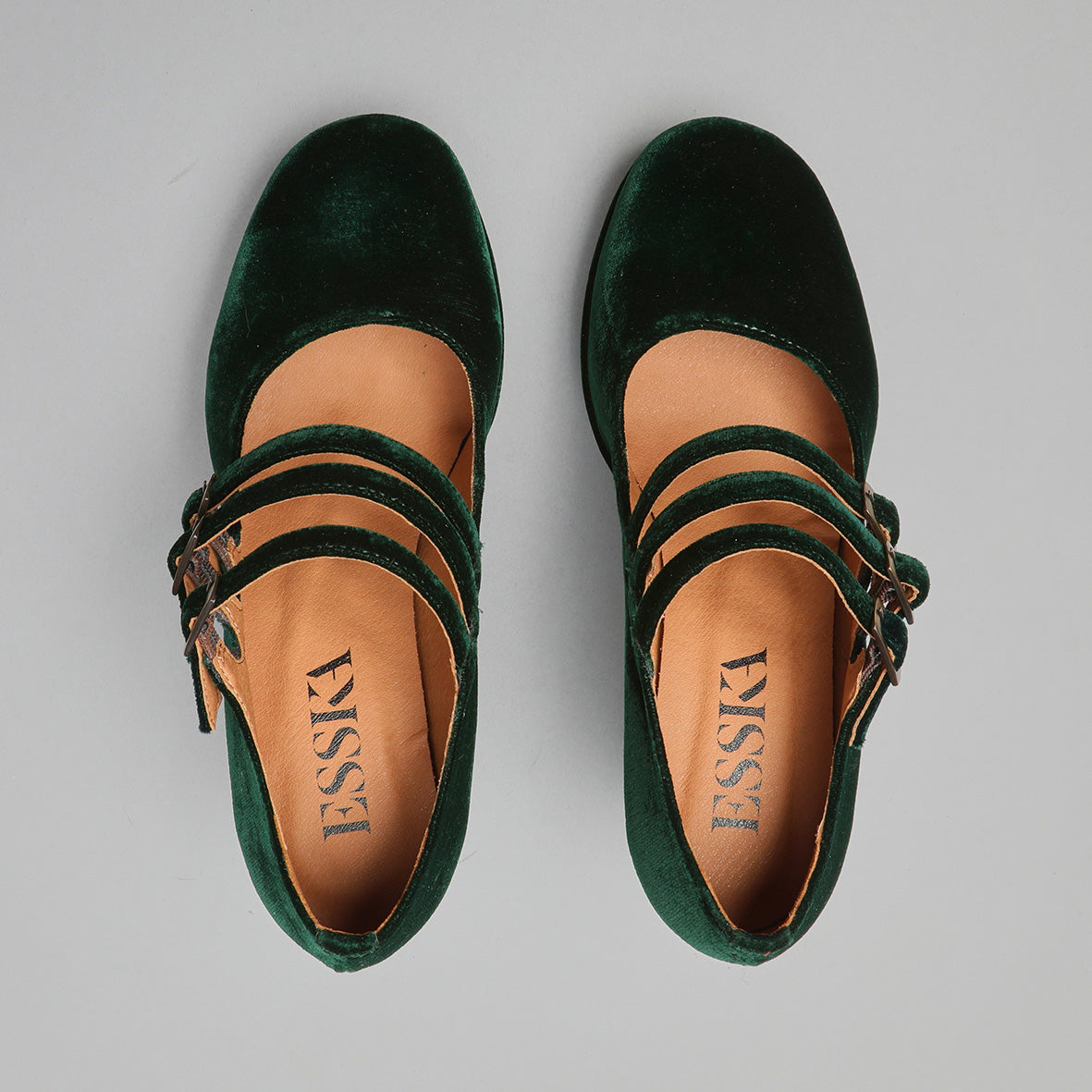 Violet Velvet Dark Green High Shoe by Esska Shoes Ltd