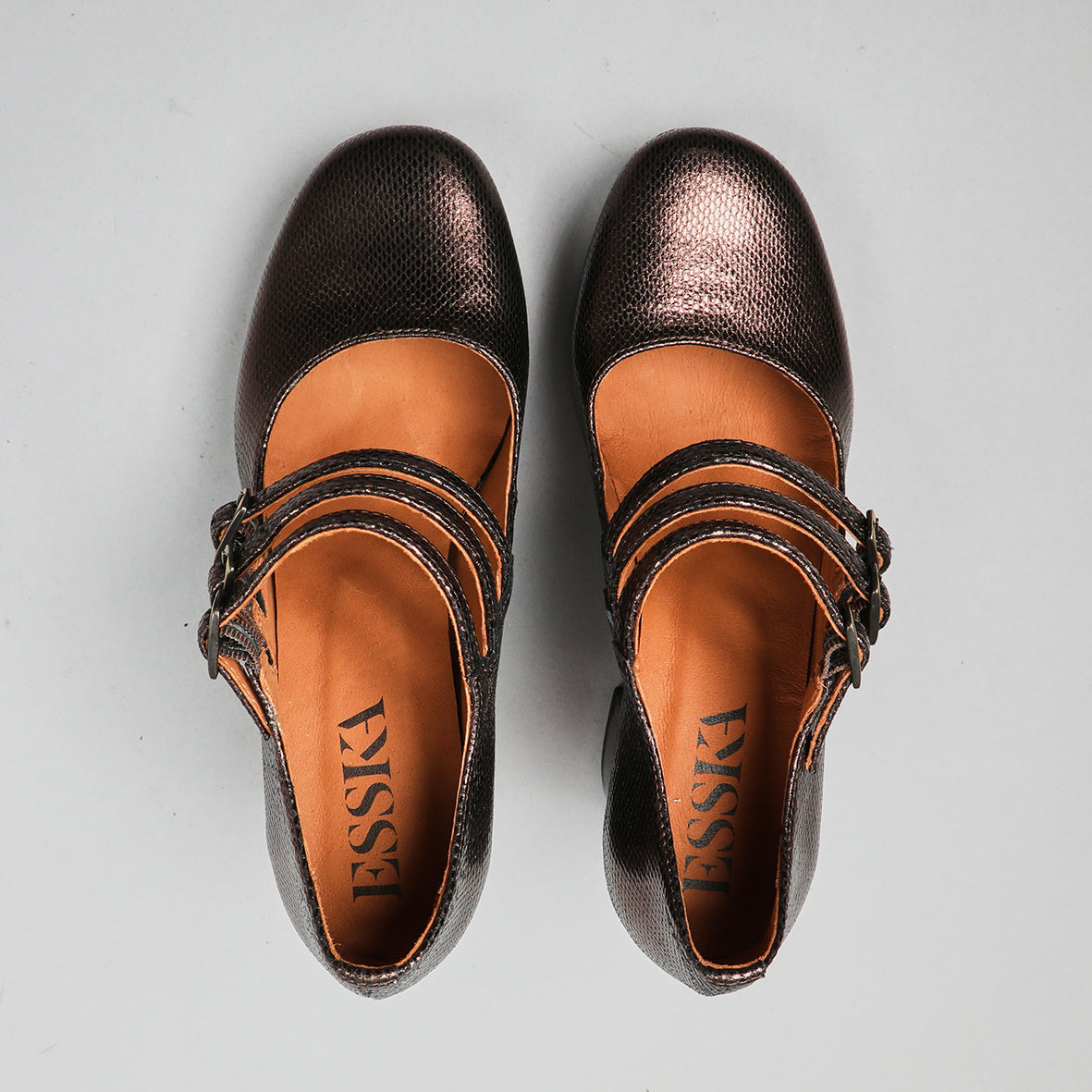 Violet Metallic Dark Brown High Shoe by Esska Shoes Ltd