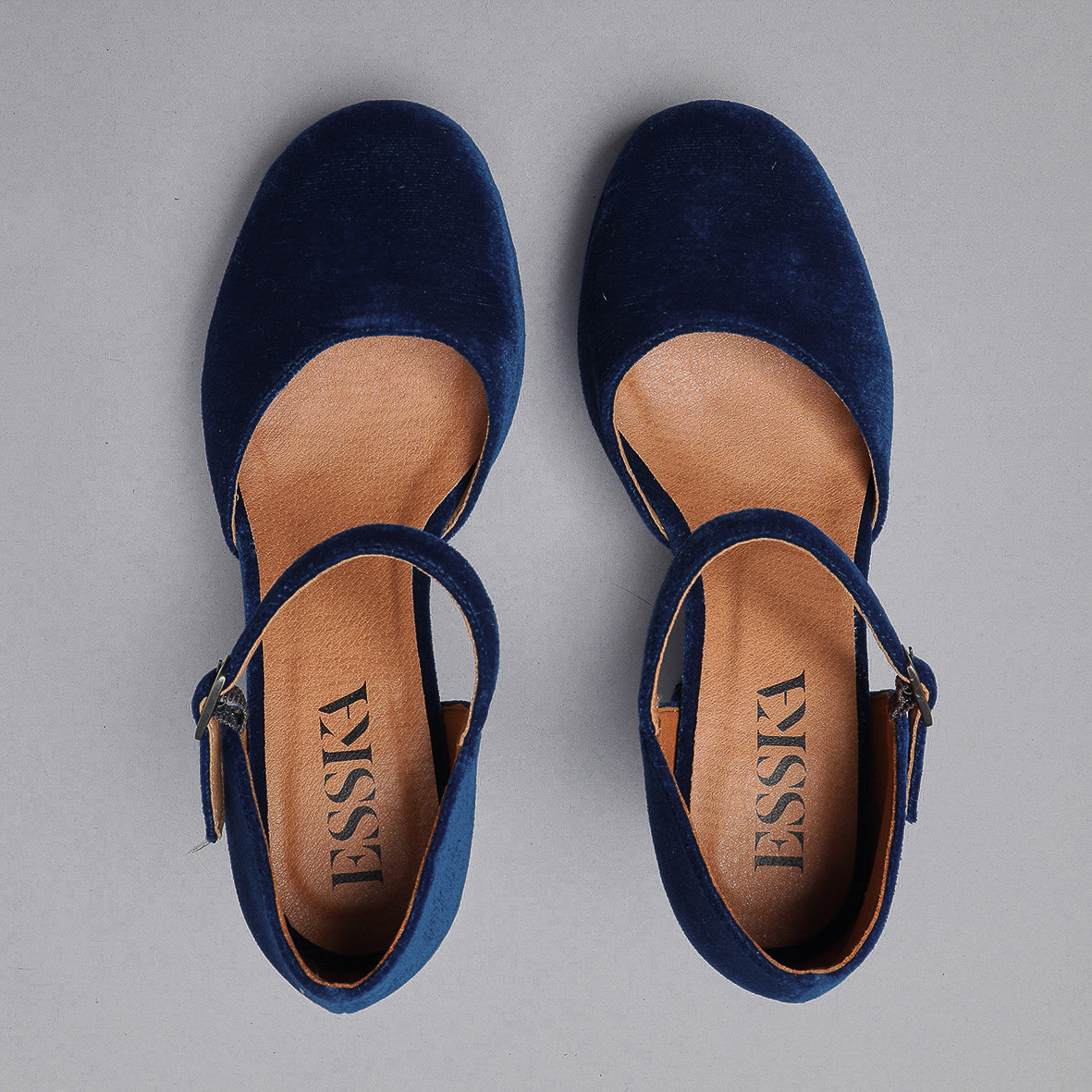 Viv Velvet Duck Blue High Shoe by Esska