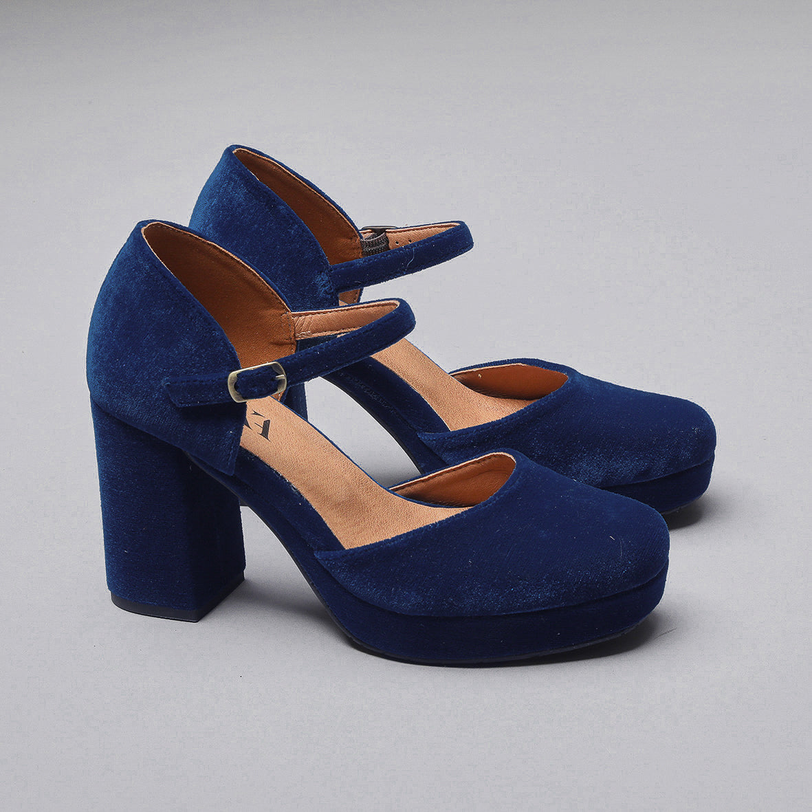 Viv Velvet Duck Blue High Shoe by Esska