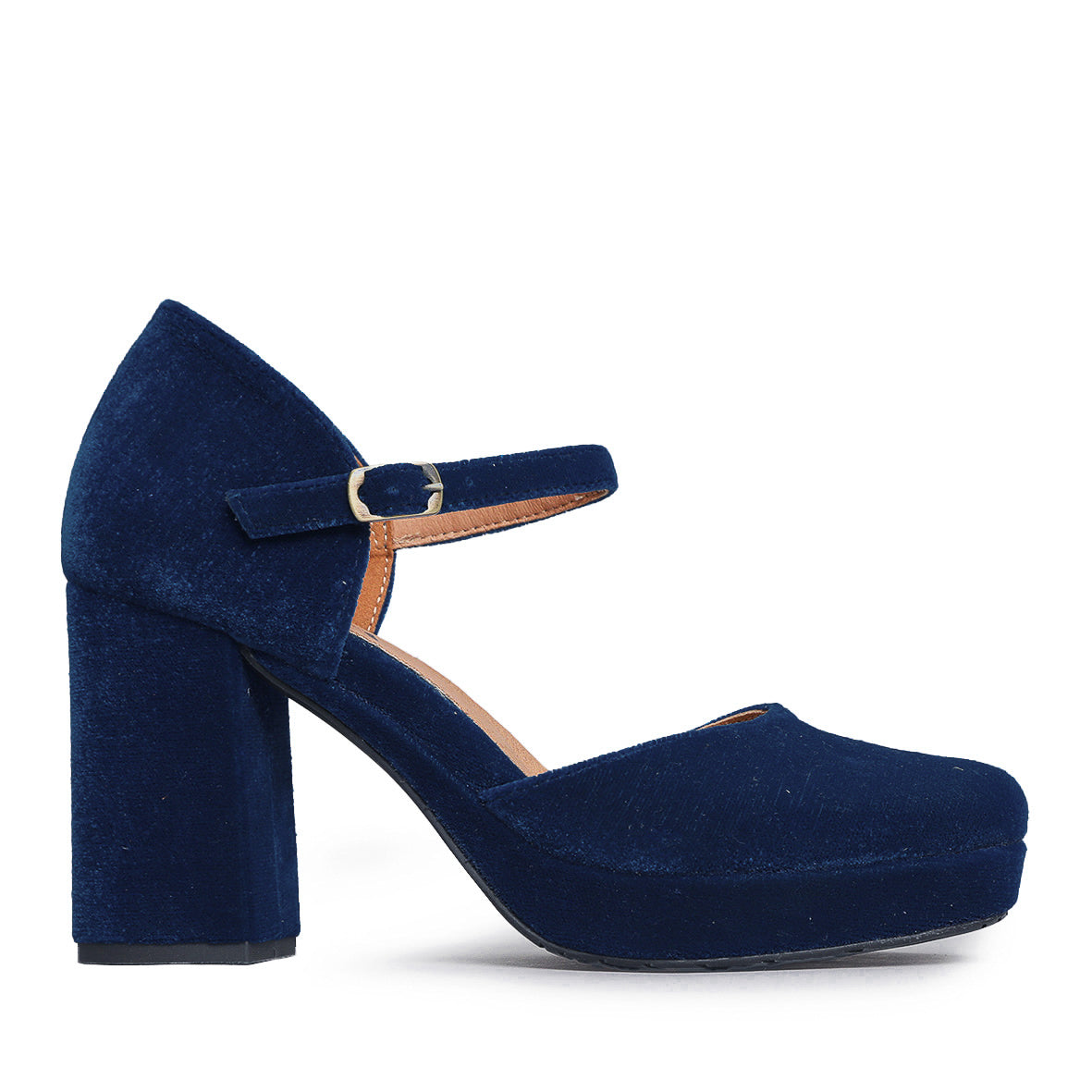 Viv Velvet Duck Blue High Shoe by Esska