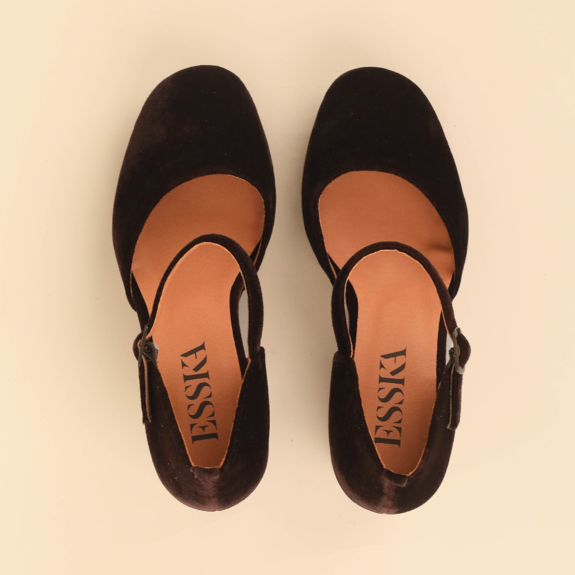 Viv Velvet Dark Brown High Shoe by Esska