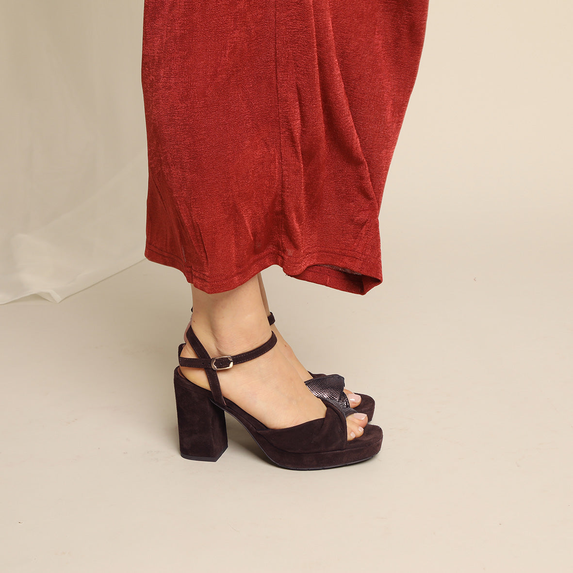 Vivi Chocolate High Sandal by Esska