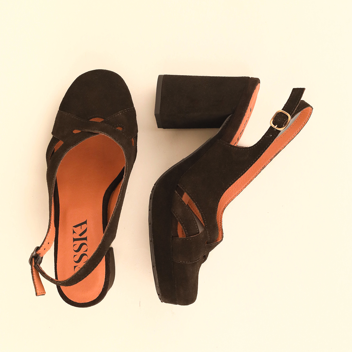 Vivian Dark Brown High Shoe by Esska
