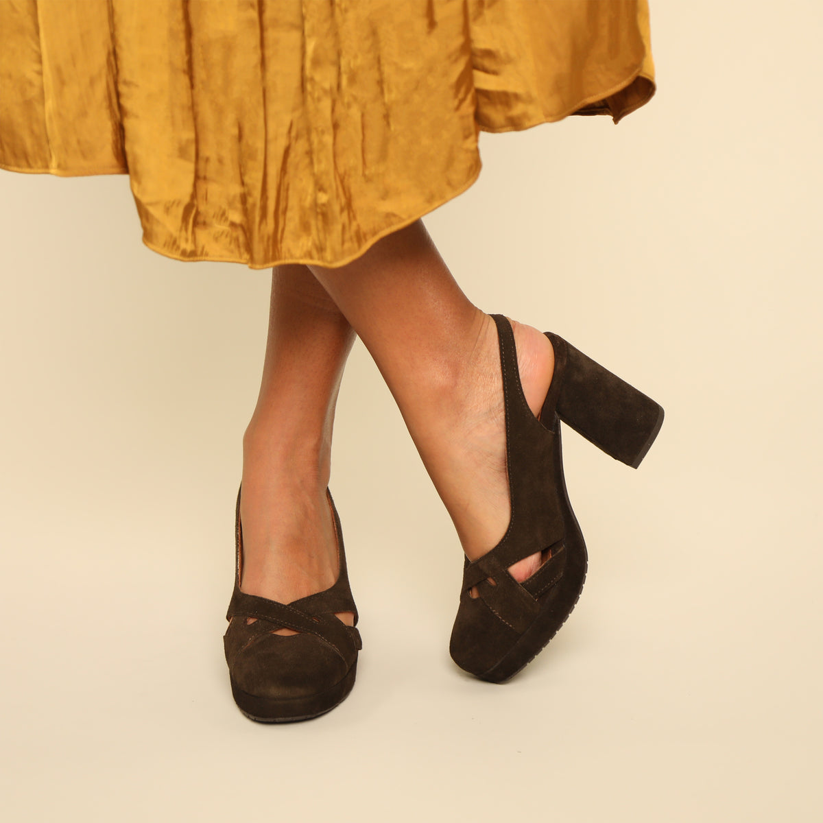 Vivian Dark Brown High Shoe by Esska