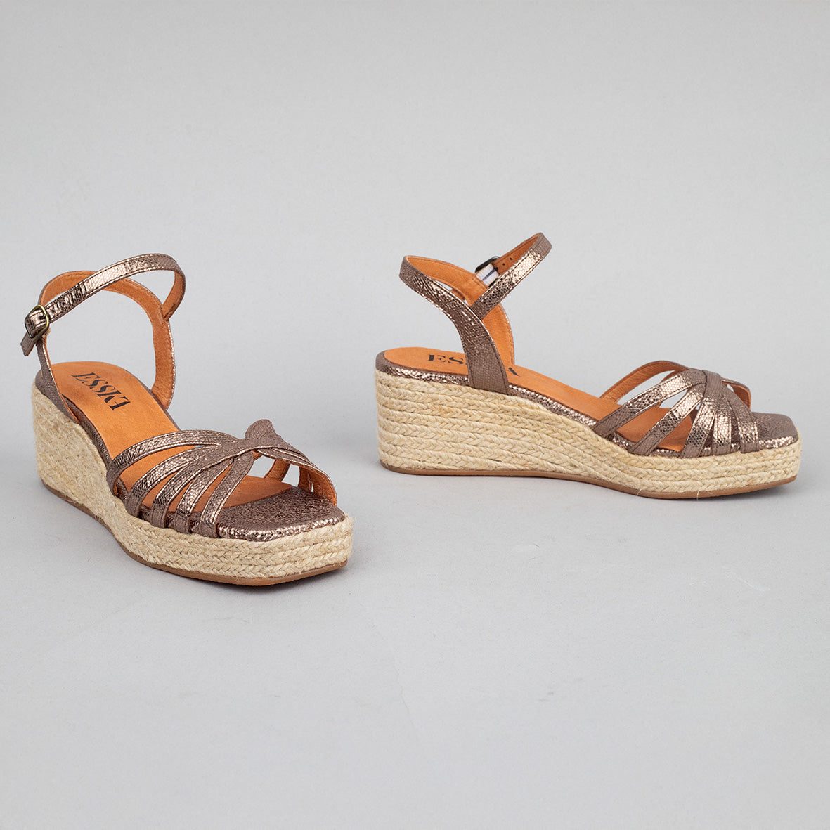 Wafa Metallic Taupe Low Sandal by Esska