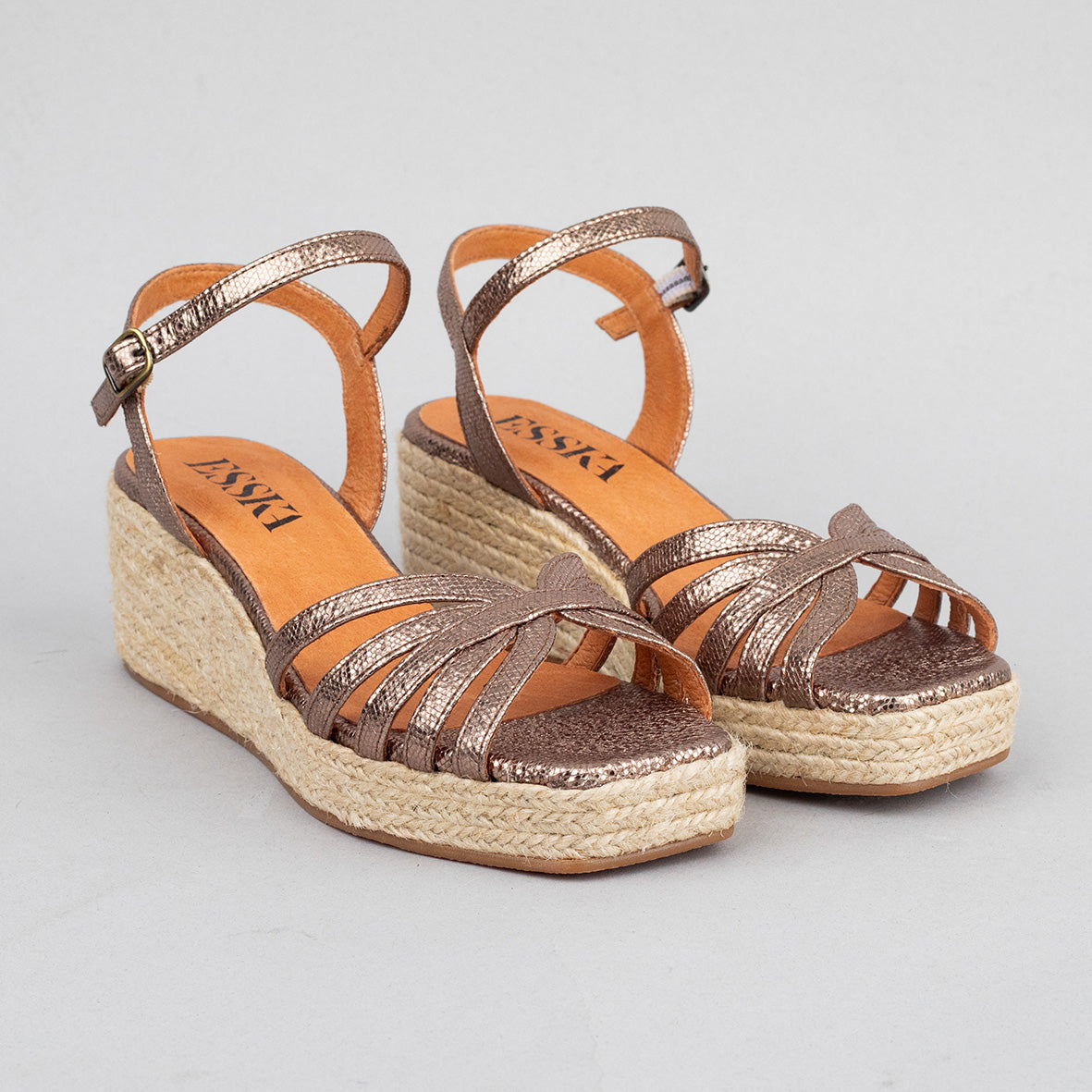 Wafa Metallic Taupe Low Sandal by Esska