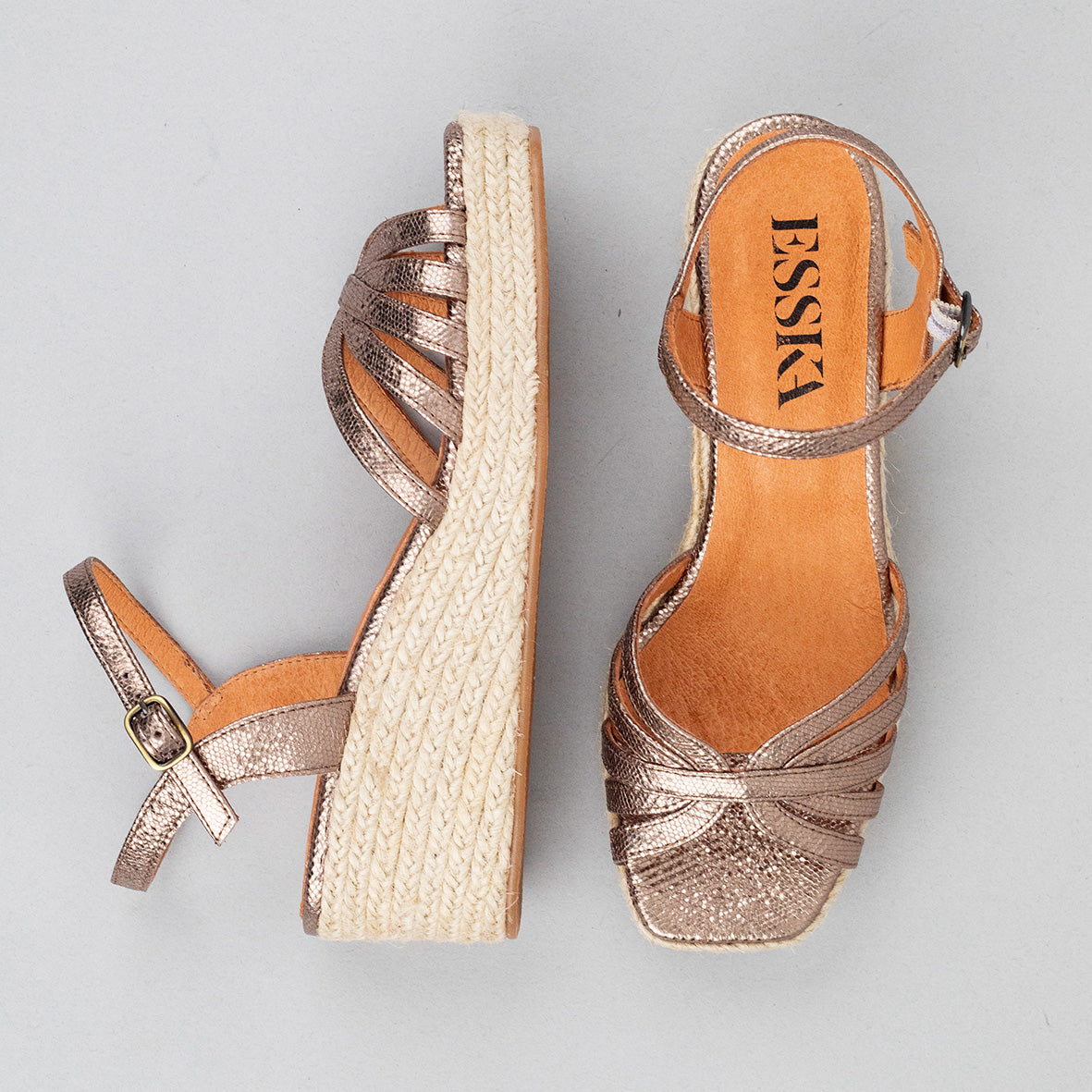 Wafa Metallic Taupe Low Sandal by Esska