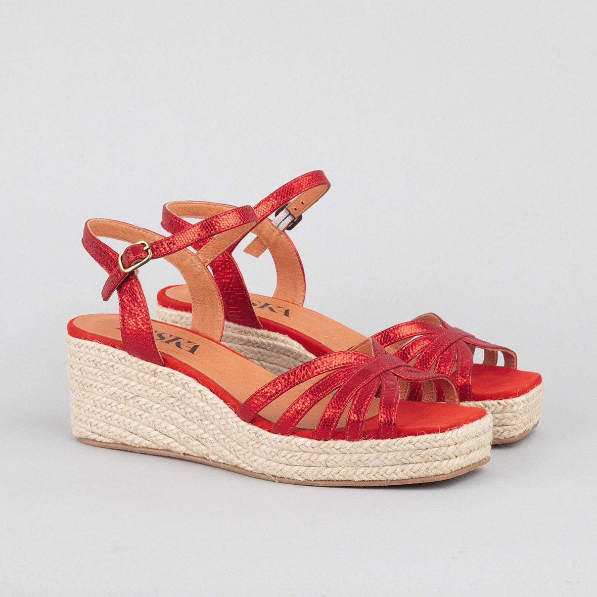Wafa Metallic Red Low Sandal by Esska