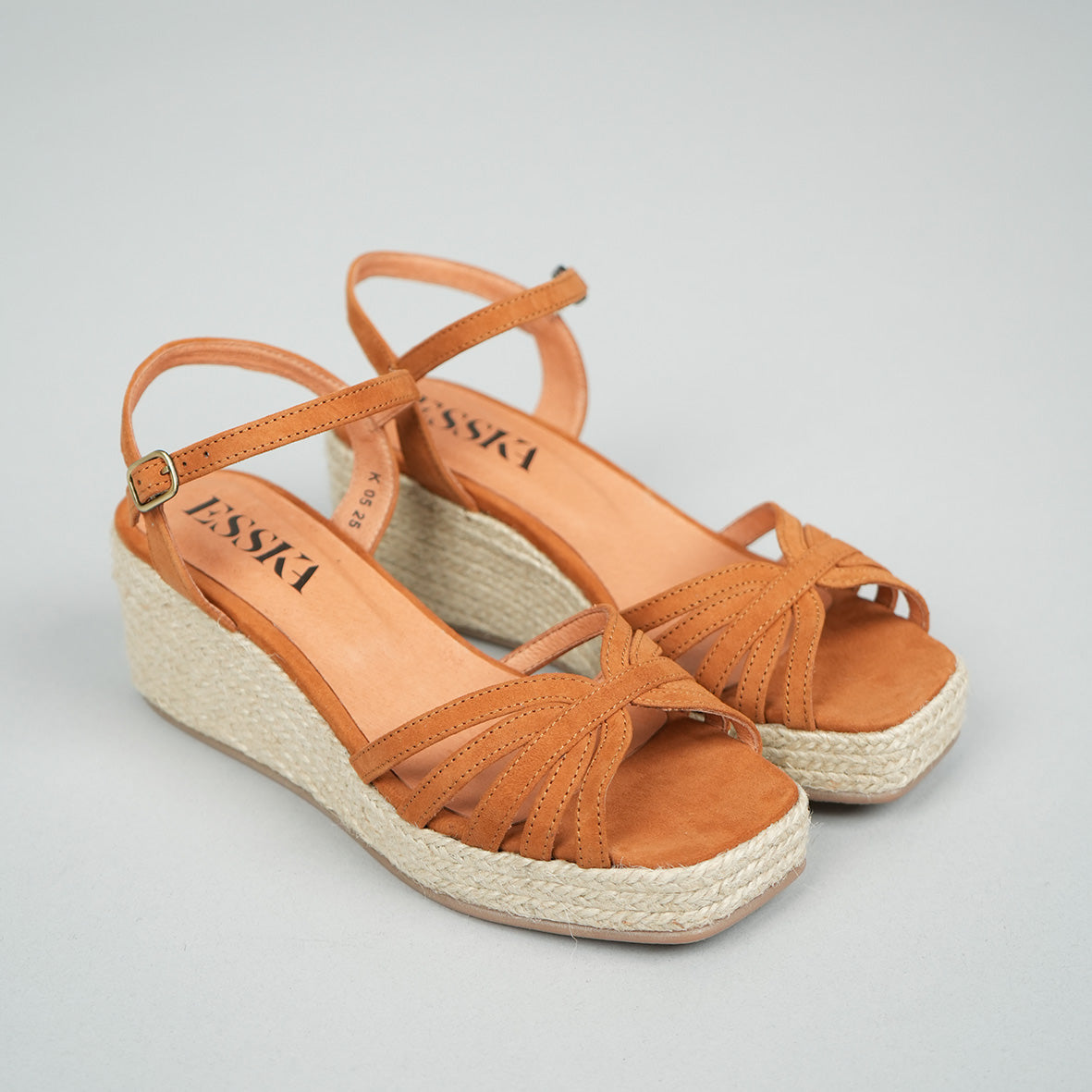 Wafa WIDE Tan Low Sandal by Esska