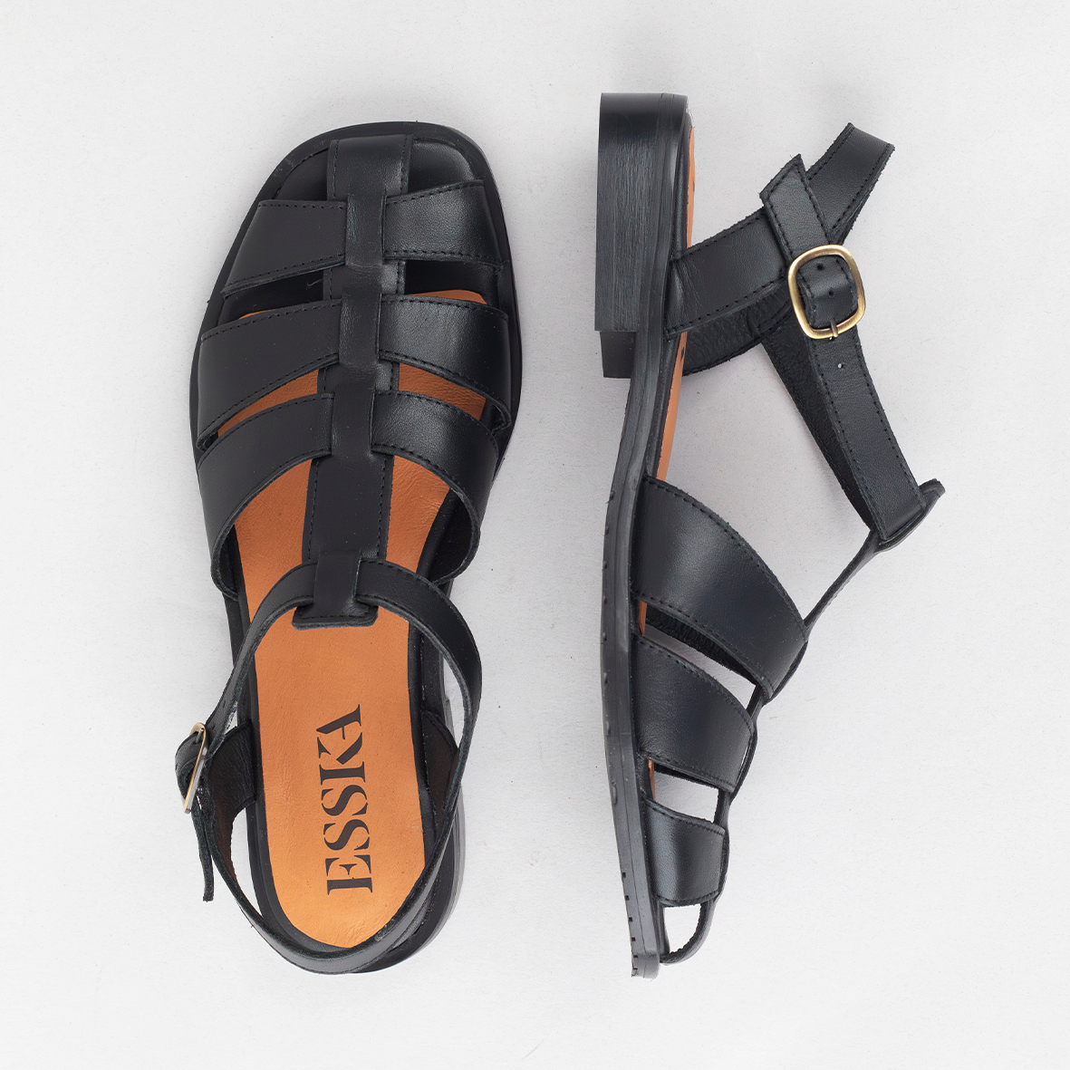 Zak Black Flat Sandal by Esska