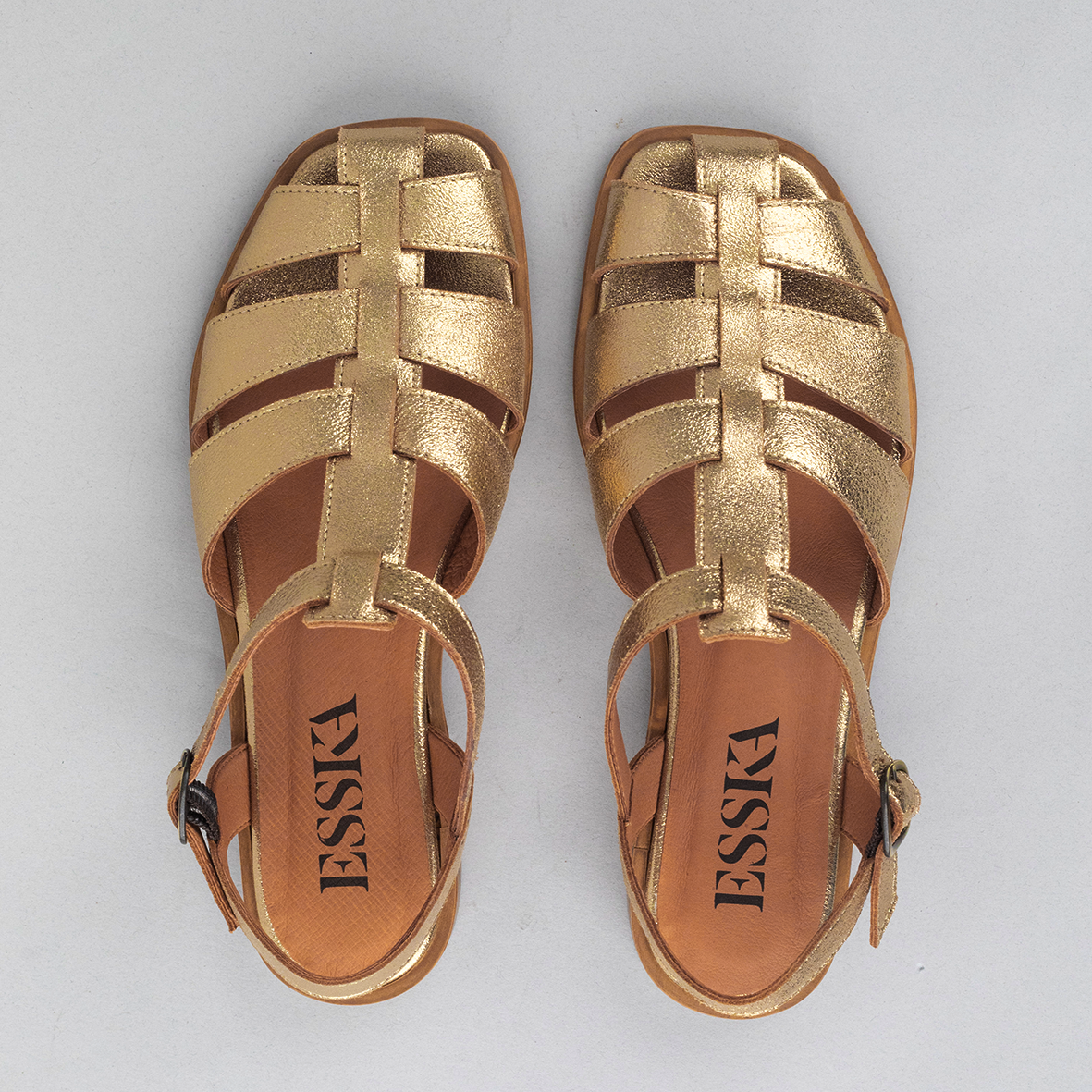 Zak Gold Dust Flat Sandal by Esska