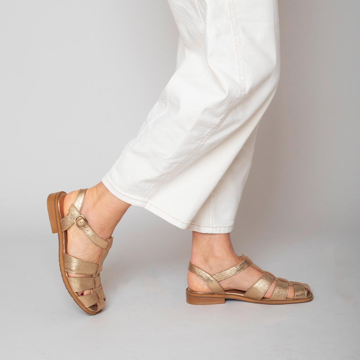 Zak Gold Dust Flat Sandal by Esska