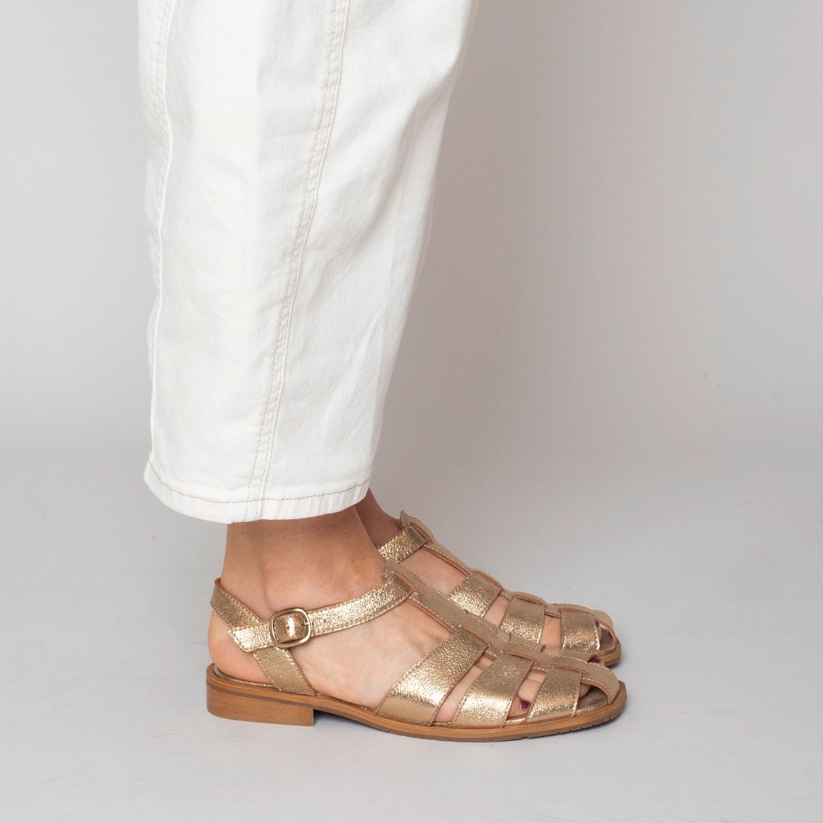 Zak Gold Dust Flat Sandal by Esska