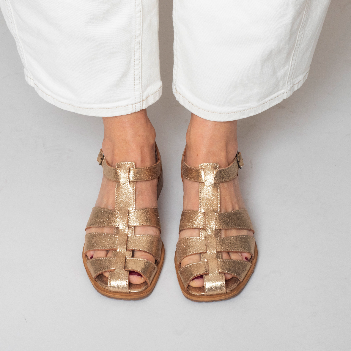Zak Gold Dust Flat Sandal by Esska