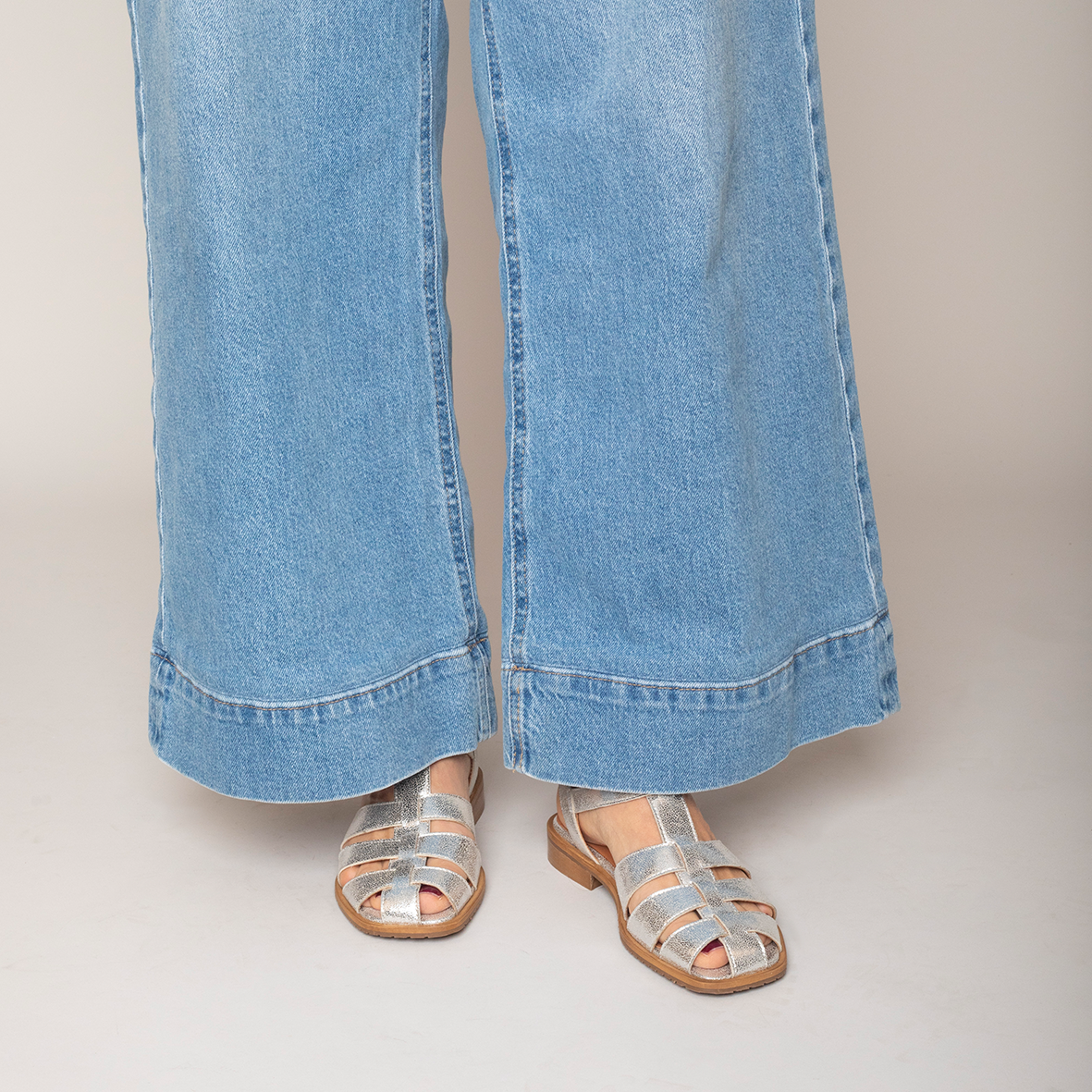 Zak Vegan Silver Flat Sandal by Esska