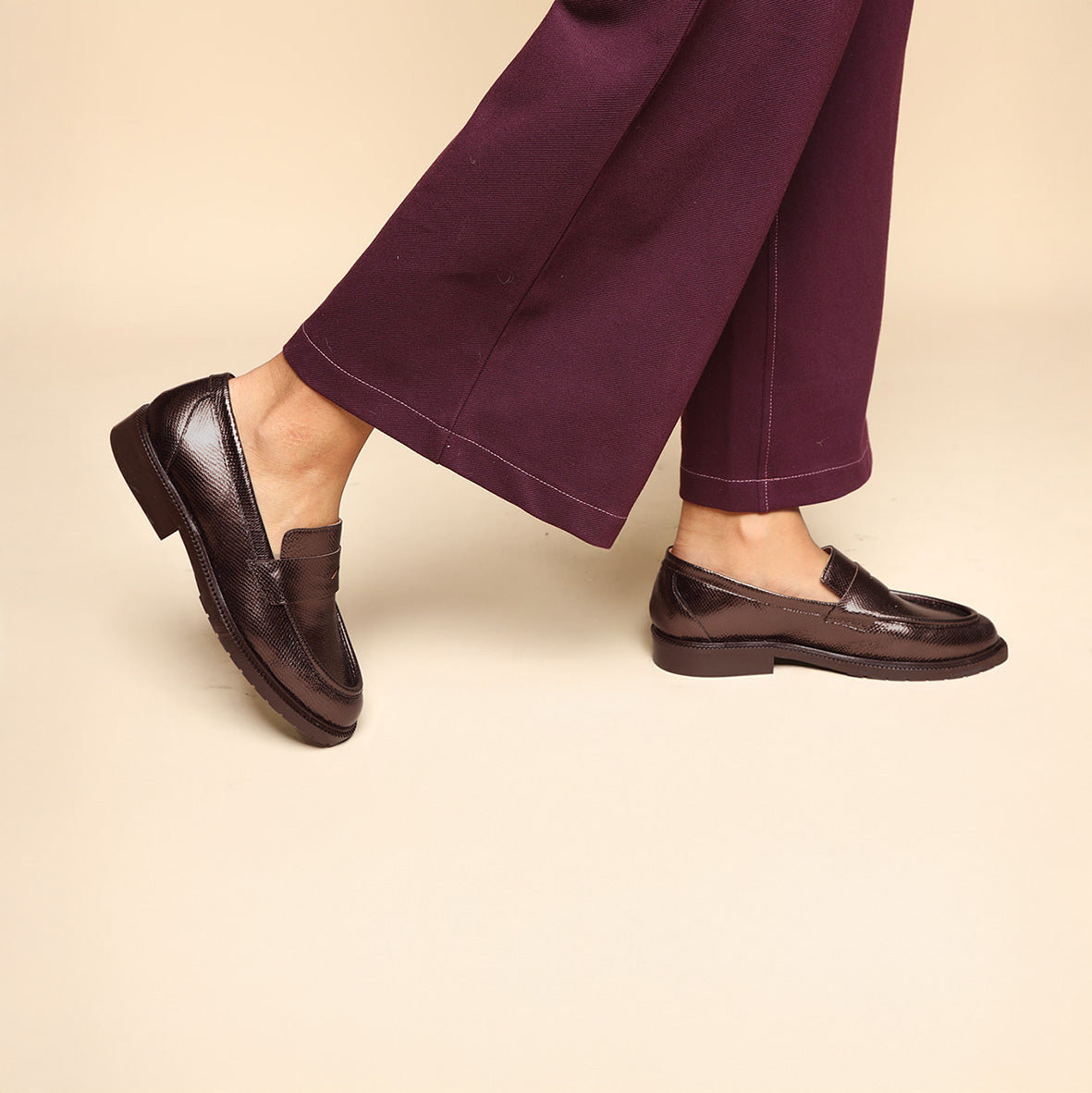 Kath Metallic Dark Brown Flat Shoe by Esska Shoes Ltd