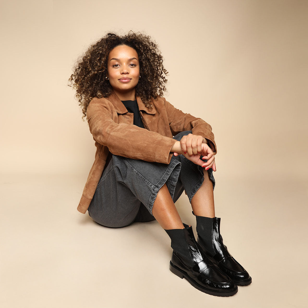 Kayan Patent Black Flat Boot by Esska Shoes Ltd