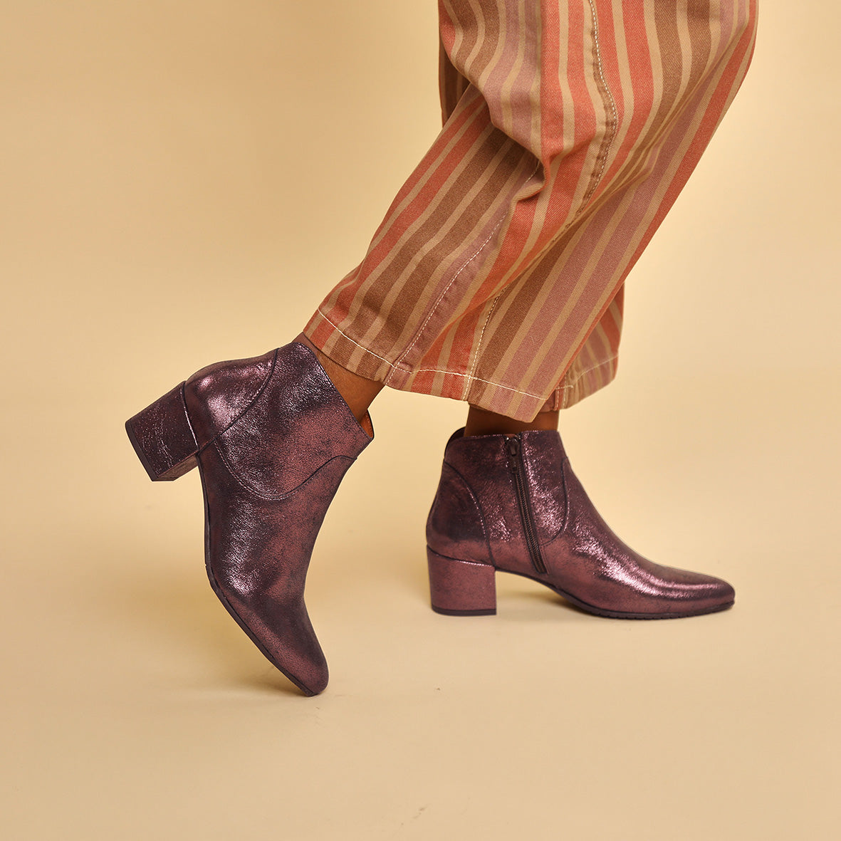 Kiana Metallic Burgundy Low Boot by Esska
