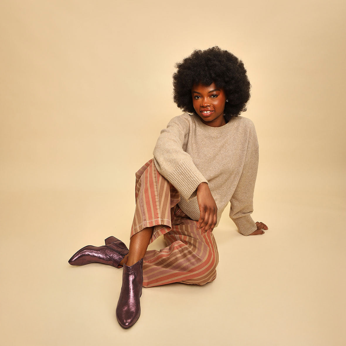 Kiana Metallic Burgundy Low Boot by Esska