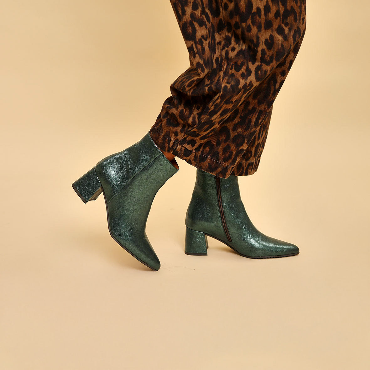 Lorna Metallic Green Mid Boot by Esska
