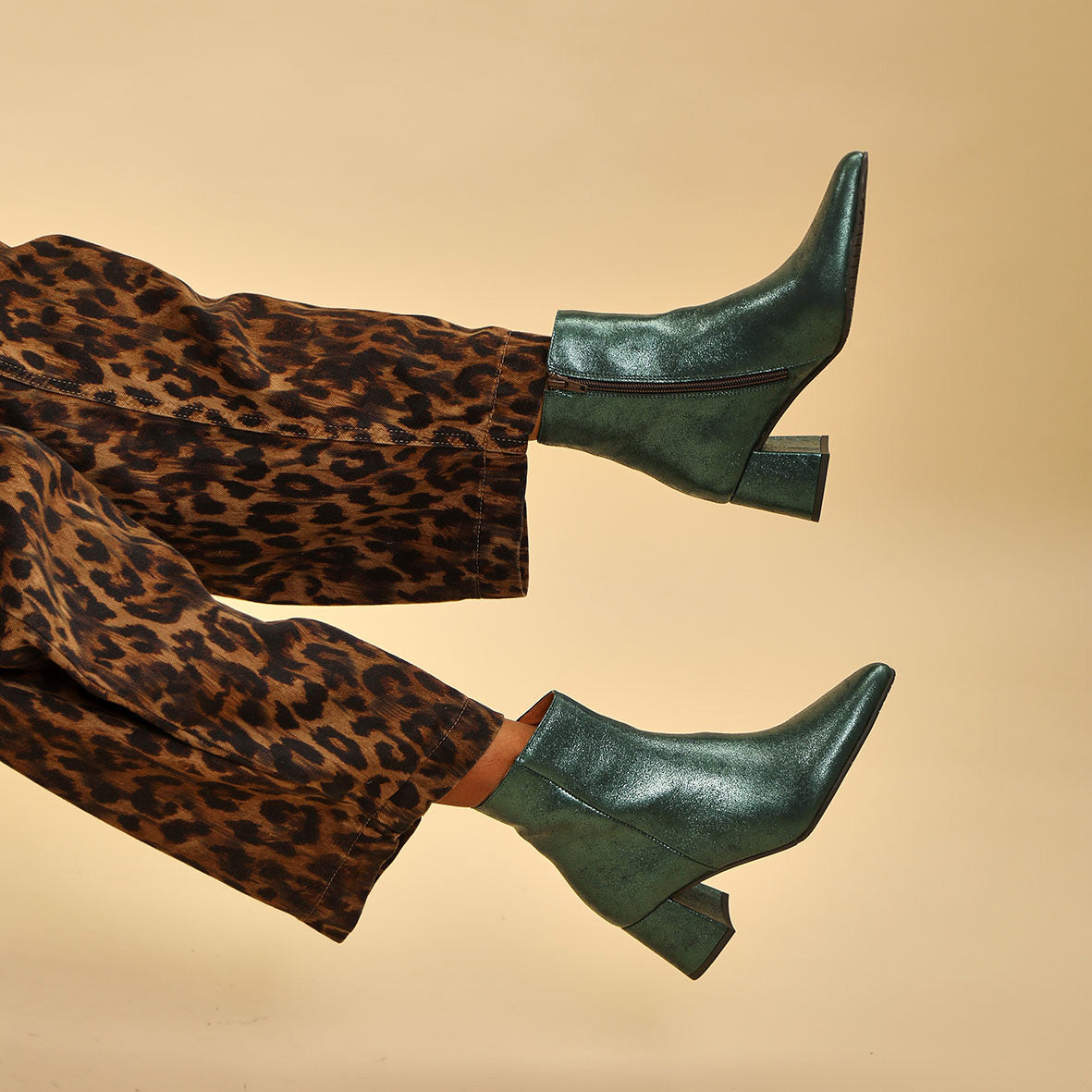 Lorna Metallic Green Mid Boot by Esska