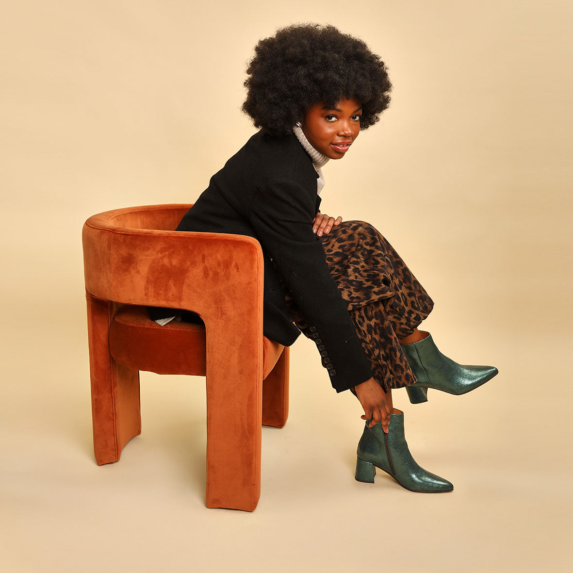 Lorna Metallic Green Mid Boot by Esska