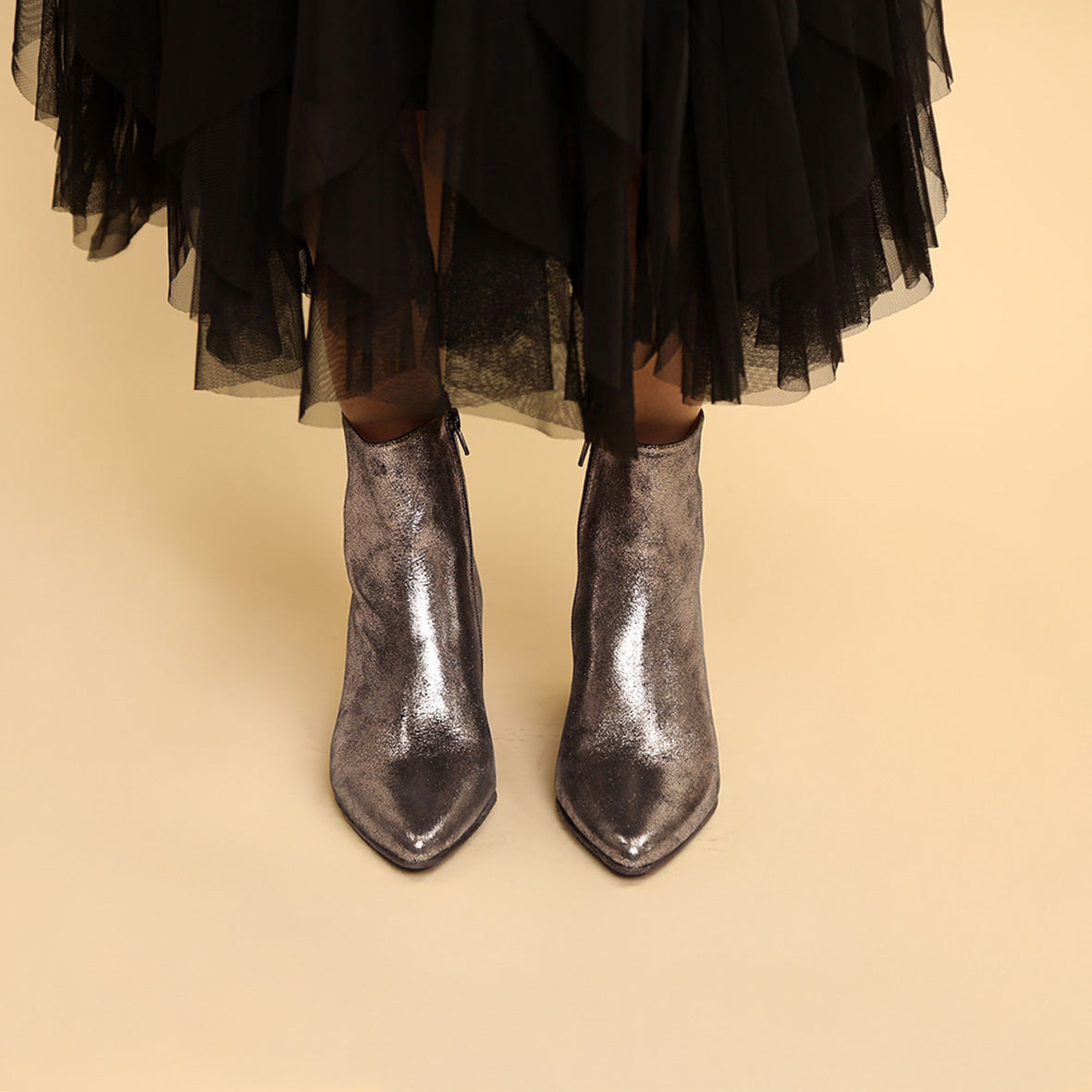 Lorna Metallic Iron Mid Boot by Esska