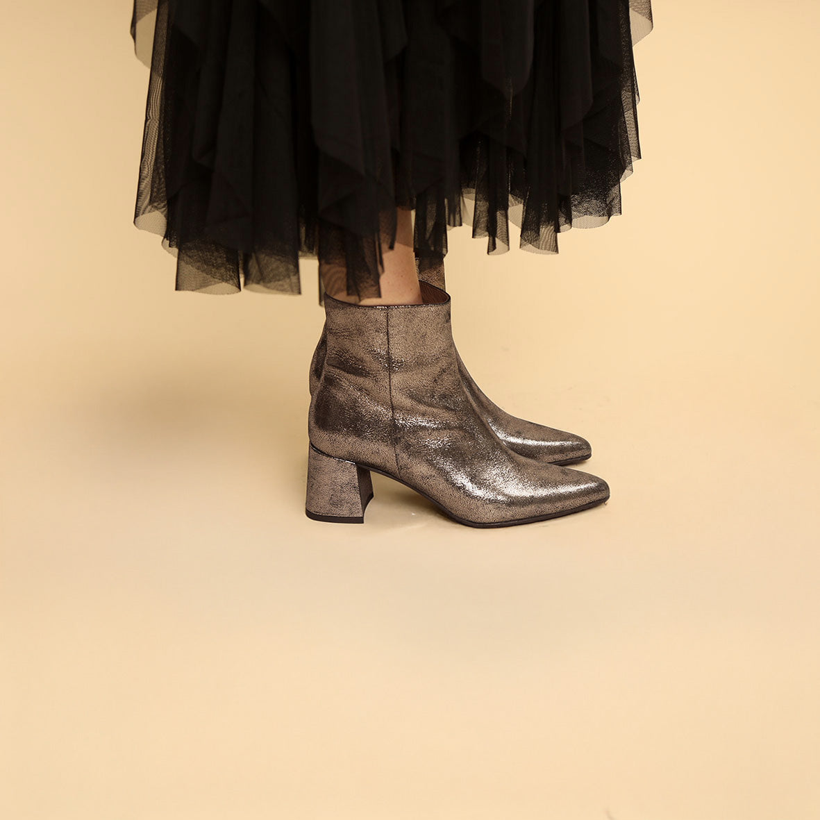 Lorna Metallic Iron Mid Boot by Esska