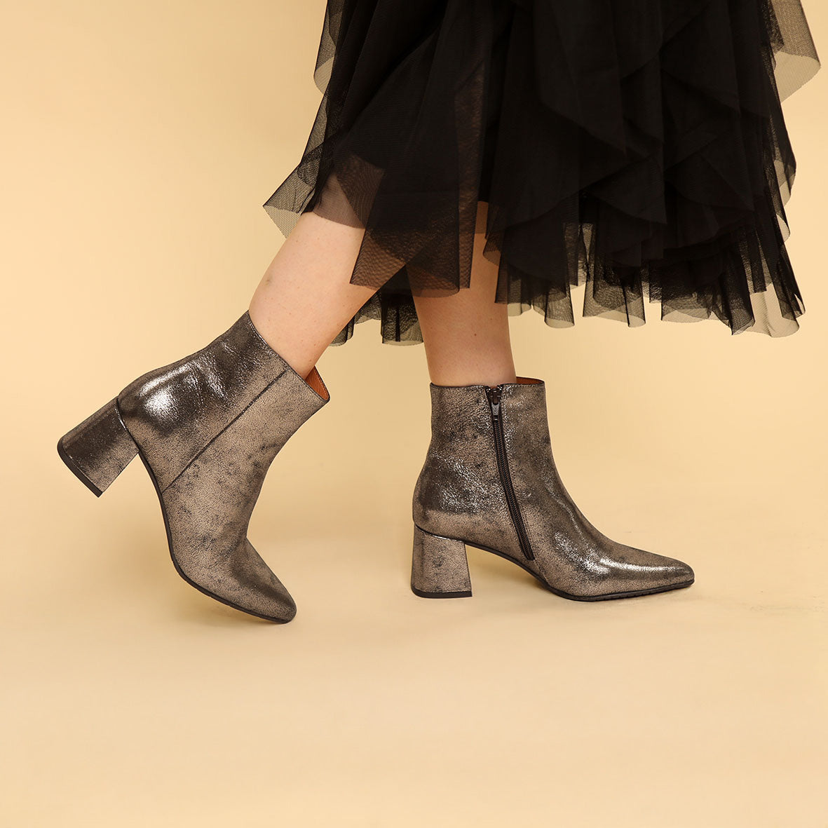 Lorna Metallic Iron Mid Boot by Esska